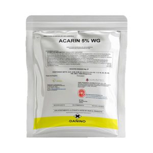 Envase de ACARIN, acaricida de contacto e ingestión para el control de ácaros en cultivos de soya.
