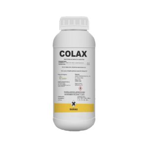 Envase de COLAX, insecticida de amplio espectro con acción por contacto, ingestión e inhalación para el control de plagas agrícolas.